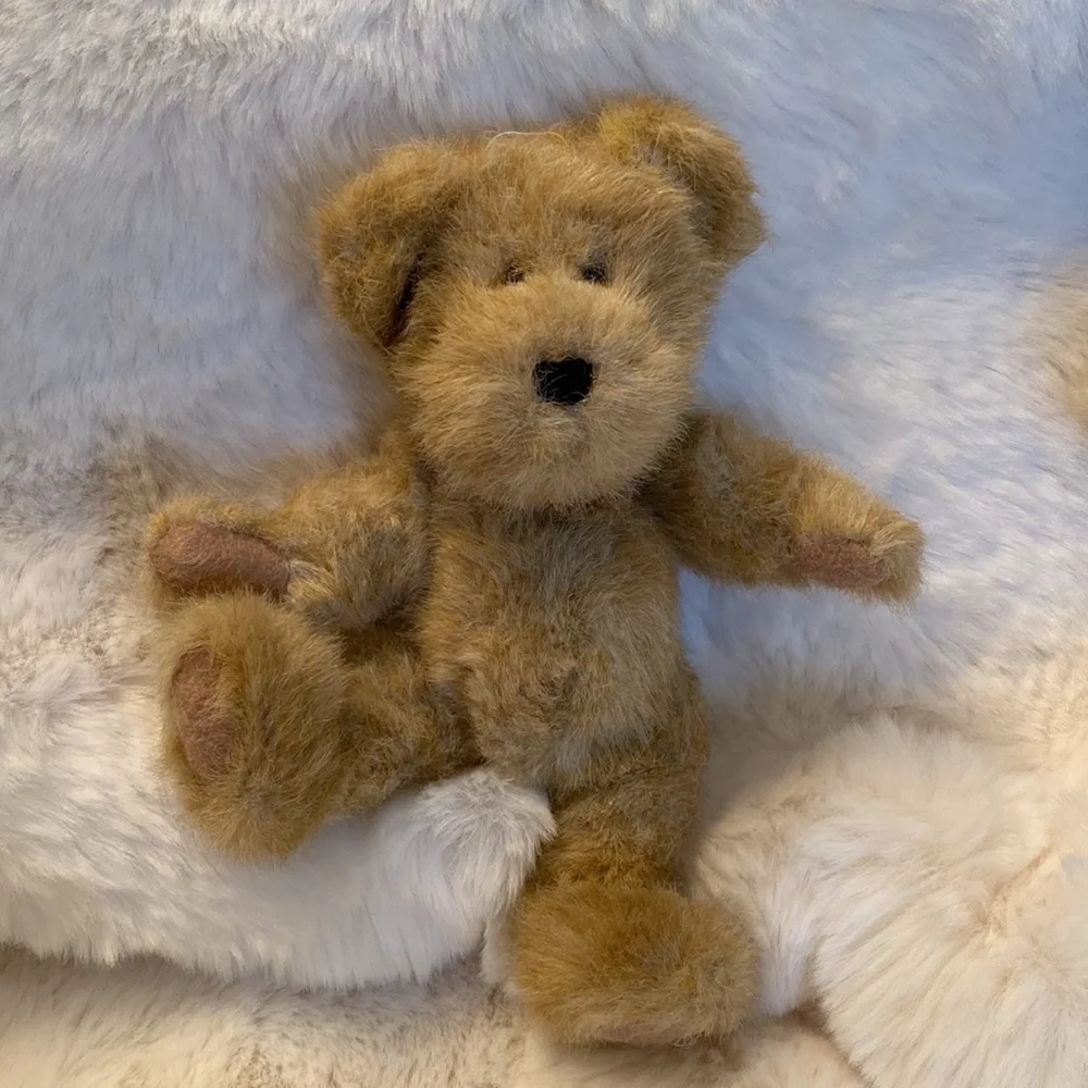 Boyds Bear Plush Jointed Lgt. Brown Fur Trim Hooded Checked Snowsuit #13644(CN)